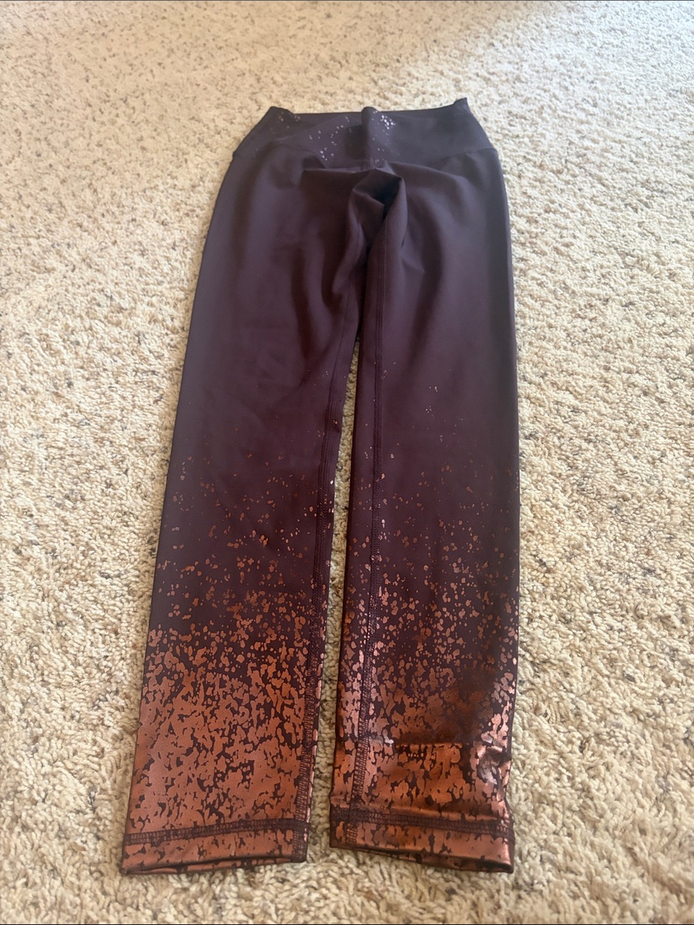 Women's Burgundy Leggings with Copper Foil Ombre